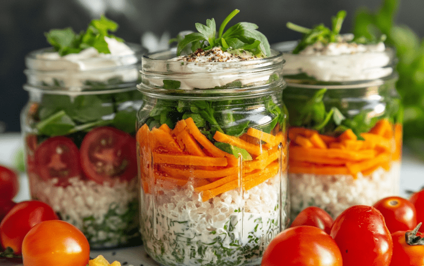 Layered Mason Jar Salad with Creamy Herb Dressing Layered Mason Jar Salad with Creamy Herb Dressing_ done
