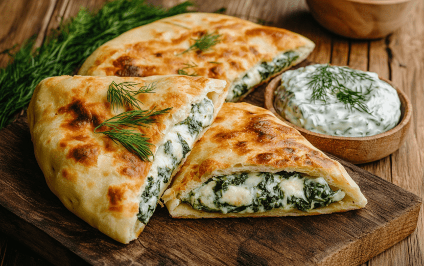 Spinach & Cheese Stuffed Flatbreads- done