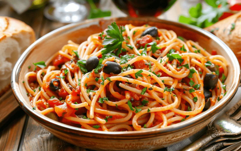 Vegan Spaghetti Puttanesca Vegan Spaghetti Puttanesca_ done