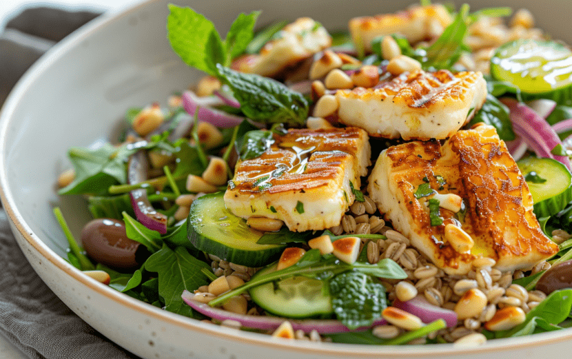 Grilled Halloumi Salad (Cheese and Farro)