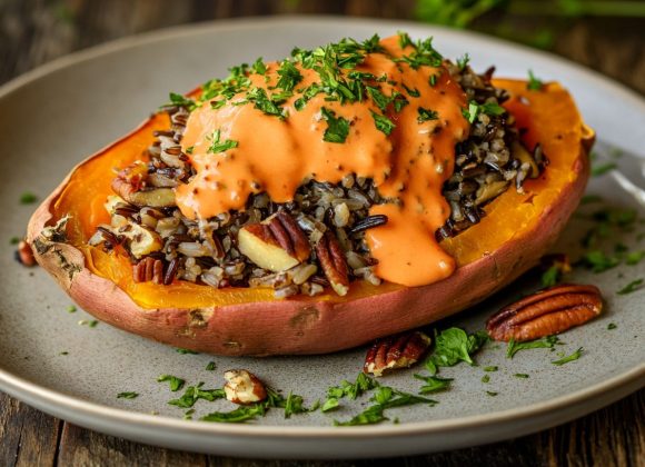 Stuffed Sweet Potatoes with Wild Rice and Mushrooms_one