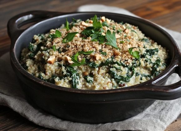 Creamy Spinach Quinoa and Lentil Skillet_done