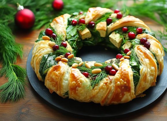 Festive Vegan Spinach Tofu Wreath_done