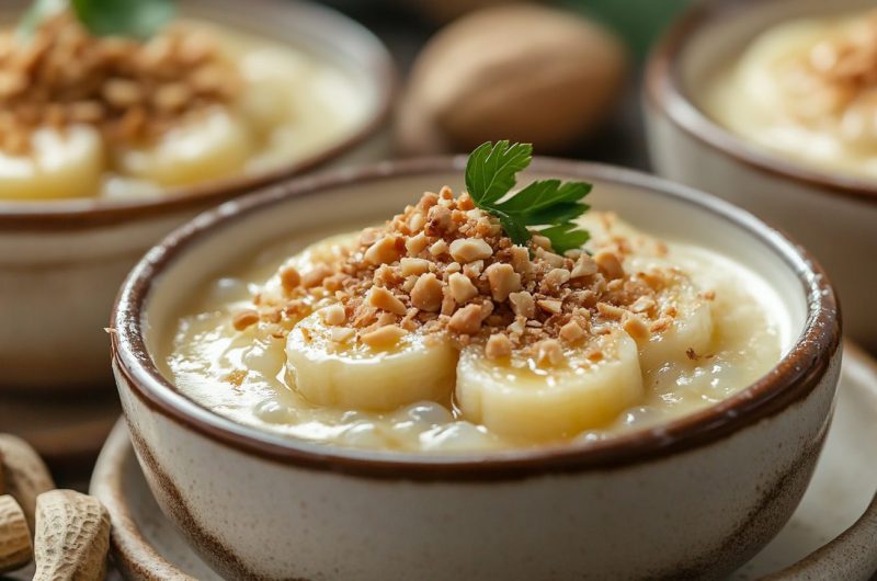 Vietnamese Banana Coconut Pudding - Light Orange Bean