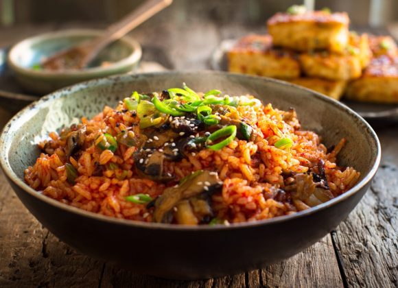 Spicy Mushroom Kimchi Rice