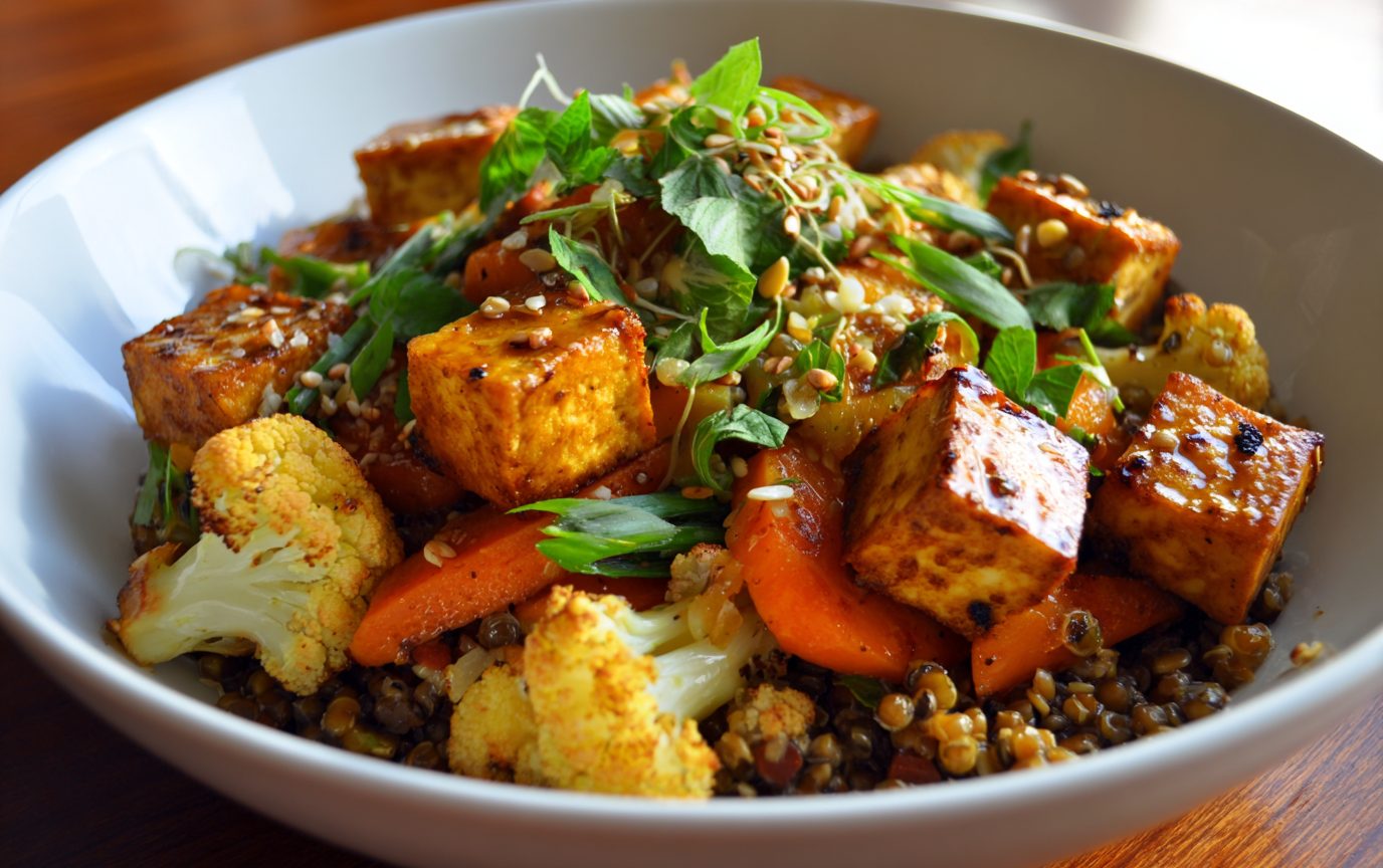 Protein-Packed Tofu Lentil Bowl